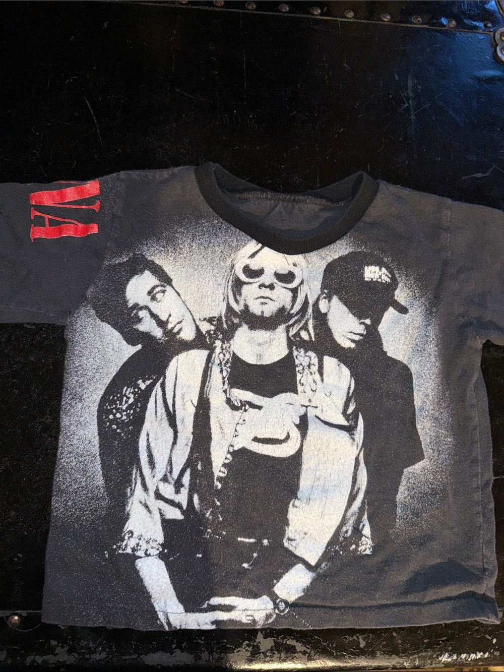 NIRVANA Black and White Band Graphic Kids Tee vintage single stitch